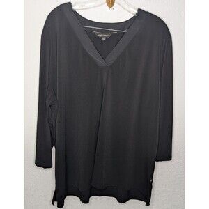 Banana Republic Women’s Black 3/4 Sleeve V-Neck Blouse Stretch Size XXL (394)